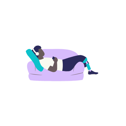 icon homme relaxée sur un canapé 